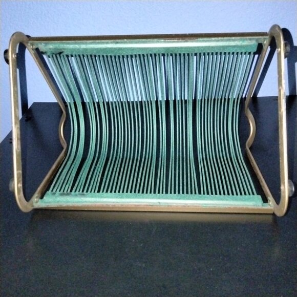 Luric Steel Record Holder, Green Wire Rack, Vintage 1940s, Very Rare - Picture 7 of 8